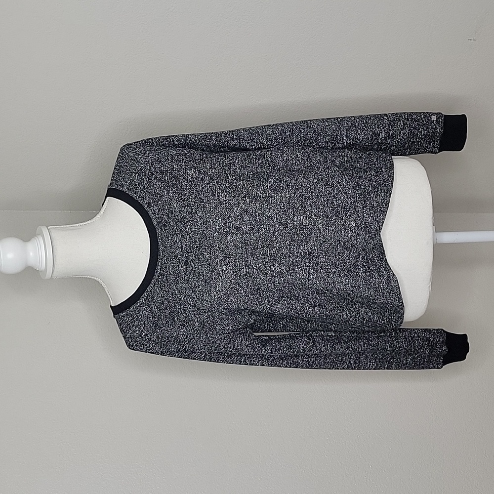 Fabletics Black White Marled Overlap Trim Sweatershirt